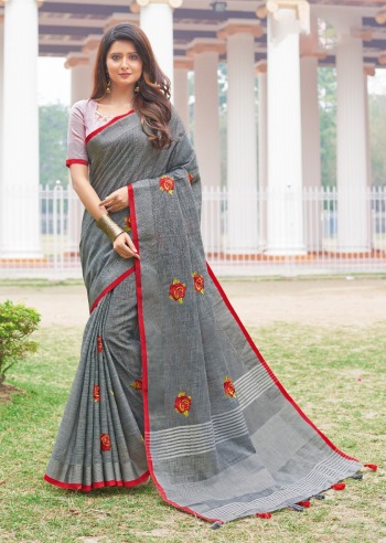 Sangam Print Amyra vol 2 Linen Saree wholesaler