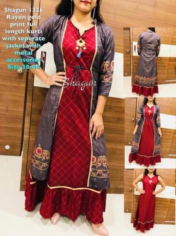 Shagun rayon party wear kurtis wholesaler