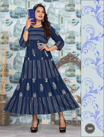 Shivanya Rayon anarkali Kurtis wholesaler