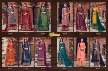 Swagat Violet 6701 Series Dola jacquard Salwar kameez