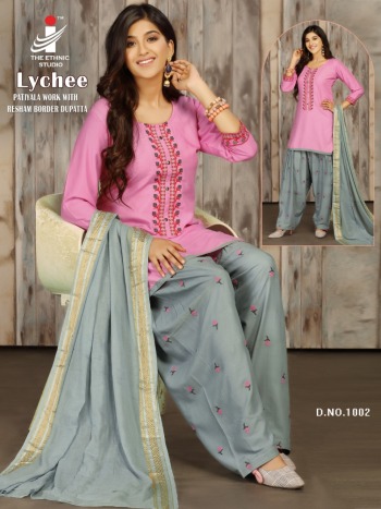 The Ethnic Studio Lychee casual wear kurtis with patiyala and Dupatta