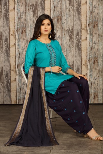 The Ethnic Studio Lychee casual wear kurtis with patiyala and Dupatta