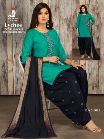 The Ethnic Studio Lychee casual wear kurtis with patiyala and Dupatta