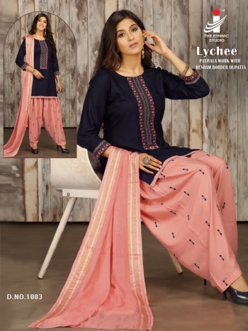 The Ethnic Studio Lychee casual wear kurtis with patiyala and Dupatta