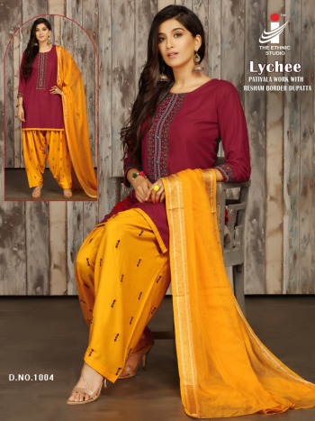 The Ethnic Studio Lychee casual wear kurtis with patiyala and Dupatta