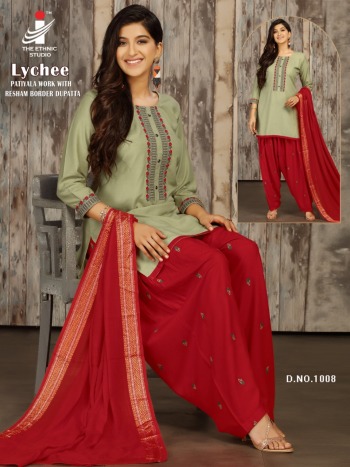 The Ethnic Studio Lychee casual wear kurtis with patiyala and Dupatta