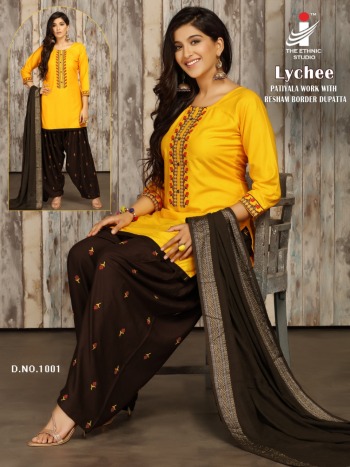 The Ethnic Studio Lychee casual wear kurtis with patiyala and Dupatta