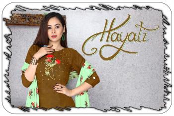 trendy hayati Rayon Embroidered kurtis with palazzo and Dupatta