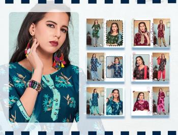 Trendy Sunhari vol 2 Rayon kurtis, patiyala and Dupatta