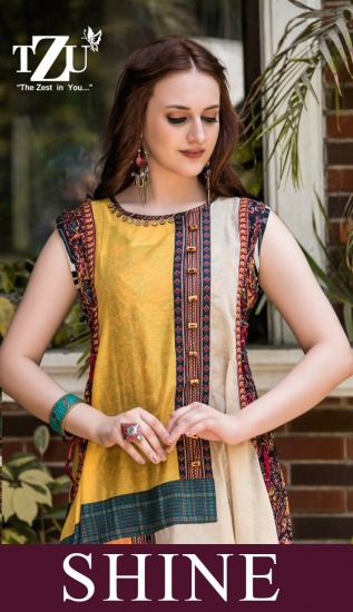 TZU Shine Chanderi Musline Silk party wear kurtis wholesaler