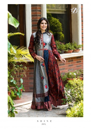 TZU Shine Chanderi Musline Silk party wear kurtis wholesaler