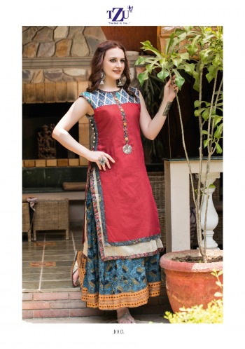 TZU Shine Chanderi Musline Silk party wear kurtis wholesaler