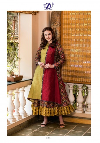 TZU Shine Chanderi Musline Silk party wear kurtis wholesaler