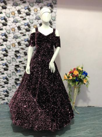 velvet sequance work party wear Gown wholesale Price