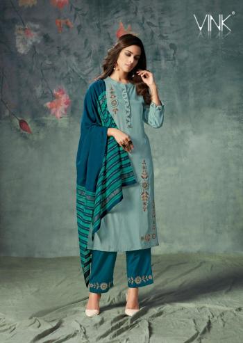 Vink hazel Viscos kurtis, pant and Dupatta Wholesaler