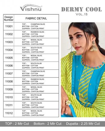 Vishnu Impex Dermy Cool vol 15 Churidar Dress material