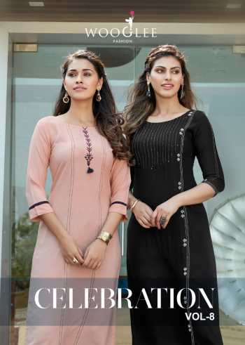 Woogle Celebration vol 8 Rayon kurtis with palazzo wholesaler