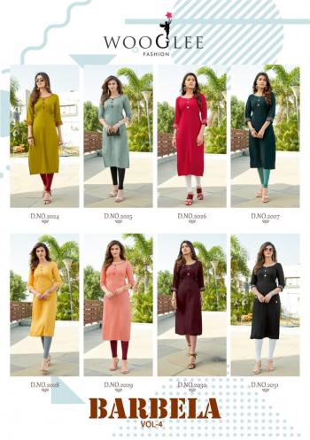 Wooglee Barbela vol 4 Rayon kurtis wholesaler