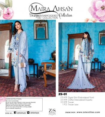 ZS textile Maira Ahsan Embroidered Collection pakistani Suits