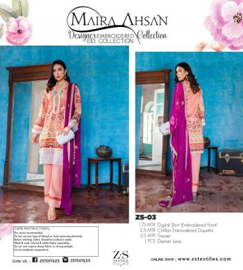 ZS textile Maira Ahsan Embroidered Collection pakistani Suits