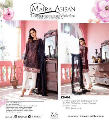 ZS textile Maira Ahsan Embroidered Collection pakistani Suits