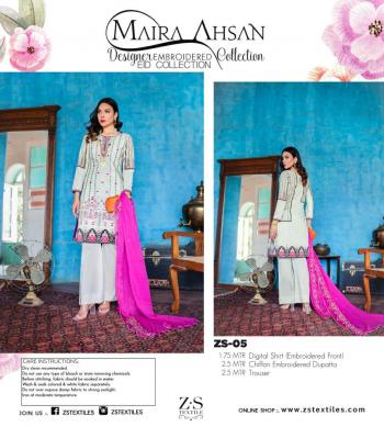 ZS textile Maira Ahsan Embroidered Collection pakistani Suits