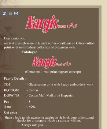 ZSM Nargis vol 9 Glace Cotton Salwar kameez wholesaler