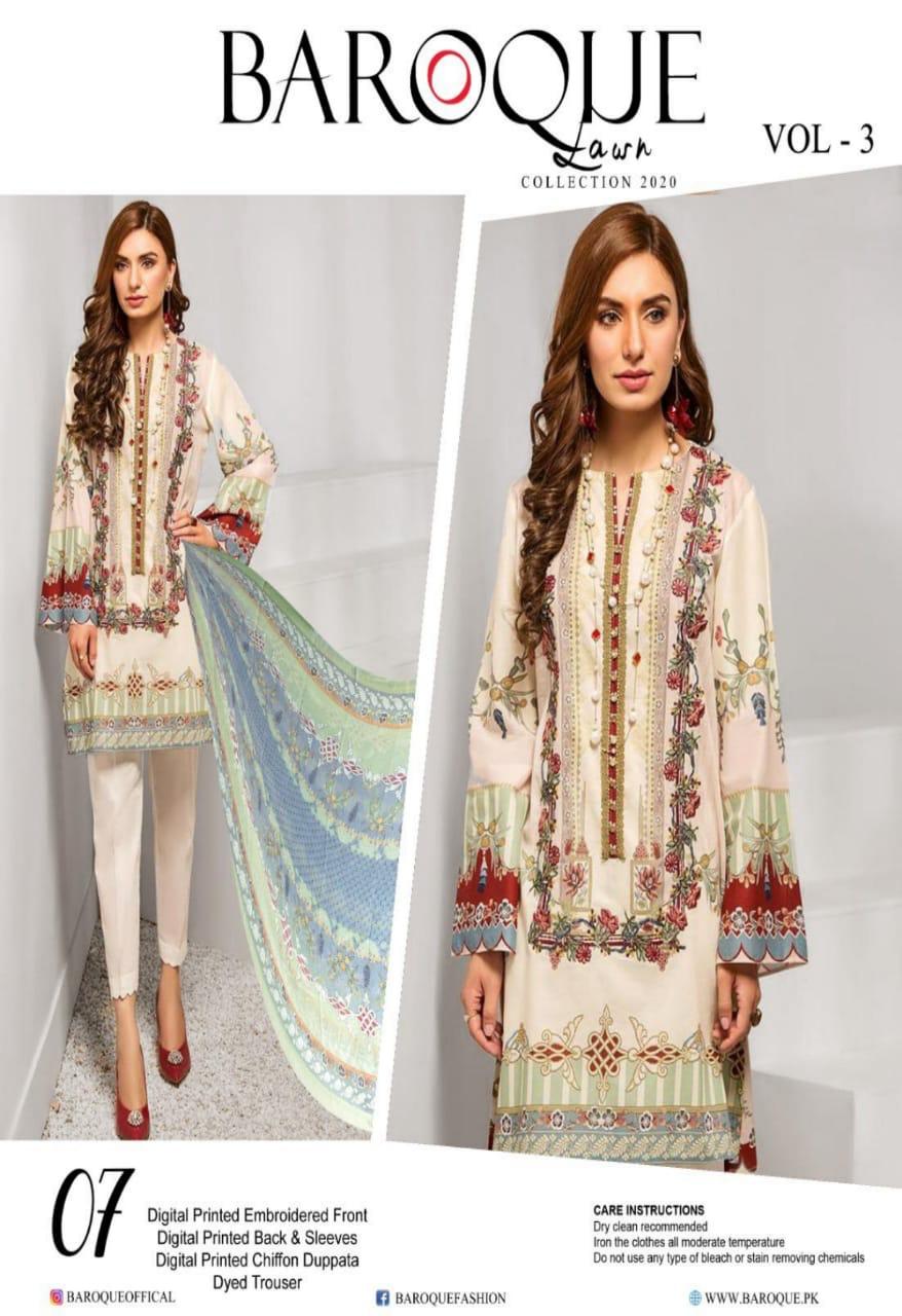 Catalog Fashion Mart » Baroque lawn vol 3 Lawn Cotton pakistani