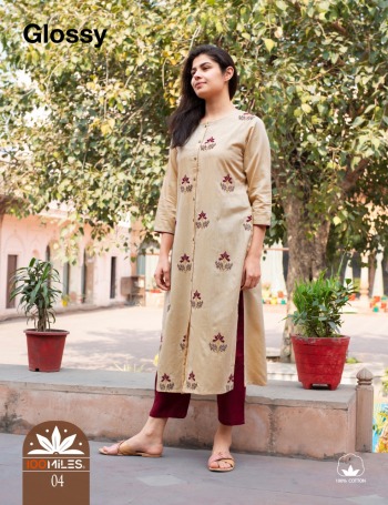 100 Miles Glossy Cotton Embroidered kurtis wholesaler