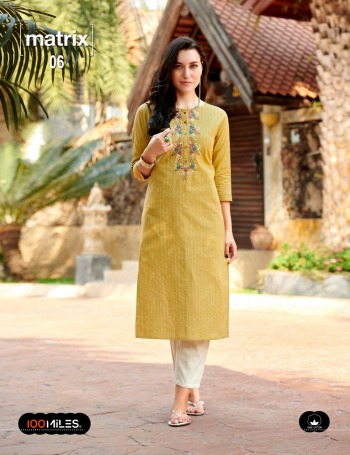 100 Miles Matrix Premium Cotton Kurtis wholesaler