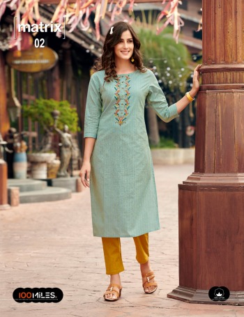 100 Miles Matrix Premium Cotton Kurtis wholesaler