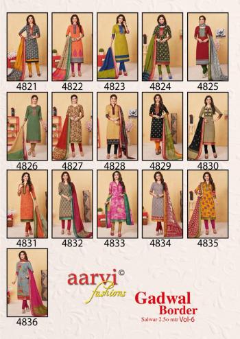 Aarvi Fashion Gadwal Border vol 6 cambric Dress Material