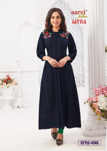 Aarvi Fashion Myra vol 5 Rayon Anarkali kurtis wholesaler