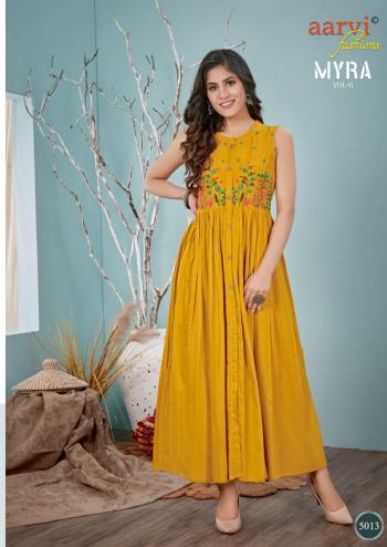 Aarvi Fashion Myra vol 6 Rayon Kurtis wholesaler