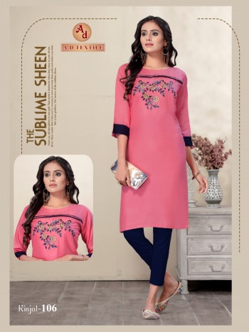 AD textile Kinjal Rayon Embroidered Casual kurtis