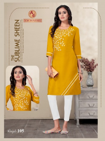 AD textile Kinjal Rayon Embroidered Casual kurtis