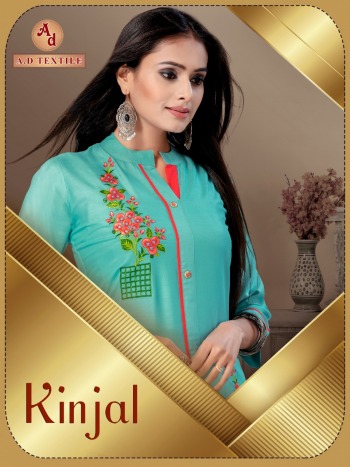 AD textile Kinjal Rayon Embroidered Casual kurtis