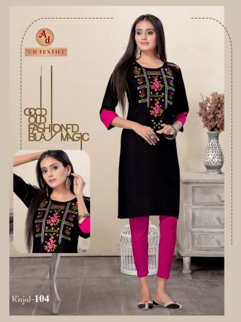 AD textile Kinjal Rayon Embroidered Casual kurtis