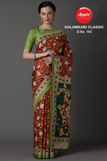 Apple Kalamkari Classic manipuri Saree catalog wholesaler