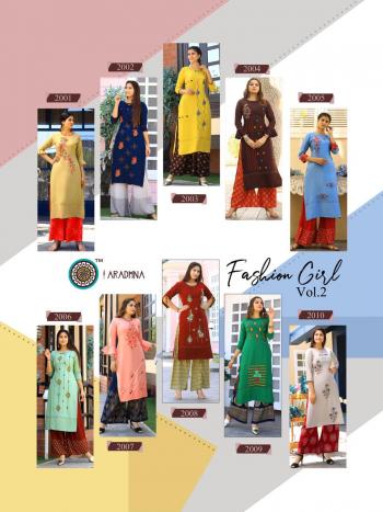 Aradhna Fashion Girl vol 2 Rayon Kurtis with palazzo catalog