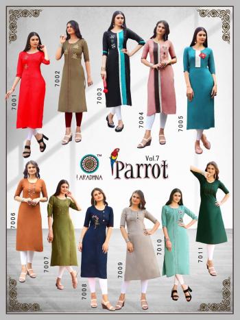 Aradhna Parrot vol 7 Rayon kurtis catalog wholesaler