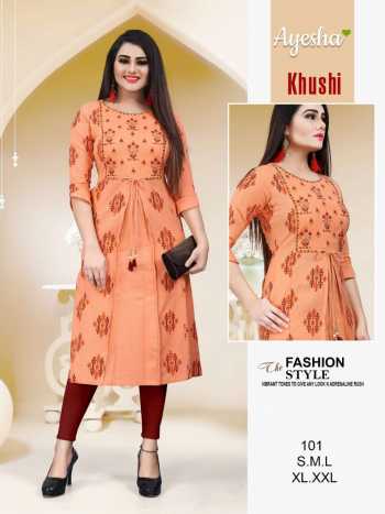 Ayesha Khushi Cotton Casual wear Kurtis catalog wholesaler