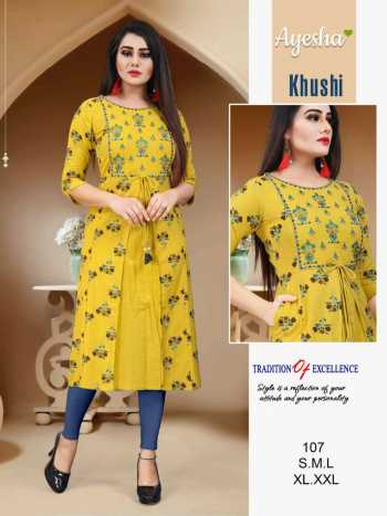 Ayesha Khushi Cotton Casual wear Kurtis catalog wholesaler