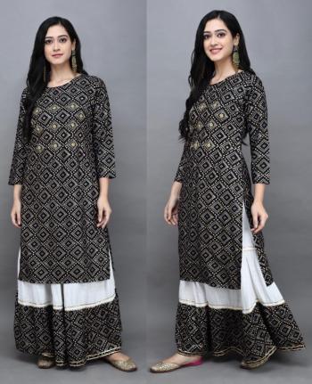 Bandhej Print Rayon Hand work Kurtis with Skirt wholesale Price