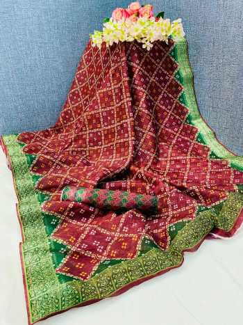 Bandhej print Soft linen Saree wholesale price