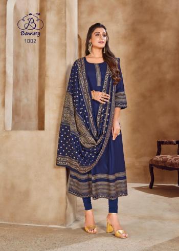 Banwery Pankh Rayon Anarkali kurtis with Dupatta