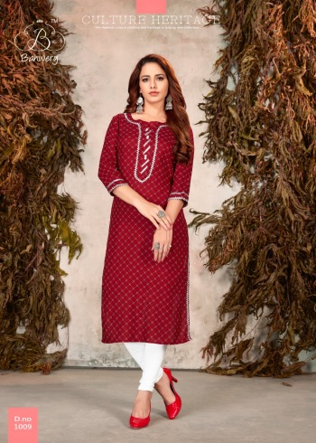 Banwery Sophie Rayon Gotta Patti work Kurtis wholesaler