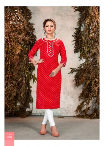 Banwery Sophie Rayon Gotta Patti work Kurtis wholesaler