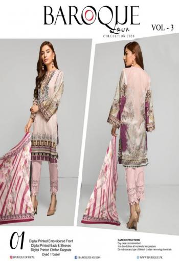 Baroque Lawn vol 3 Lawn Cotton Pakistani Suits