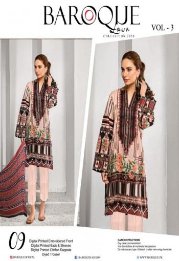 Baroque Lawn vol 3 Lawn Cotton Pakistani Suits